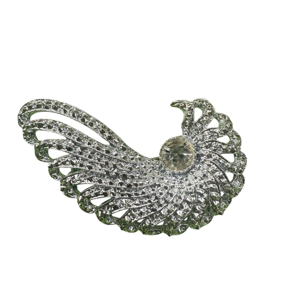 Sarah Coventry Silver Rhinestone Brooch Pin, Statement Cocktail Party‎ Jewelry